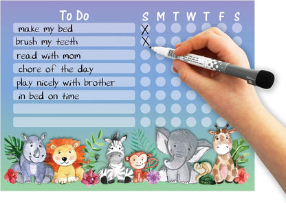 Dry Erase Whiteboard Task & Habit Tracker | Removable and Restickable Adhesive Decal | Fine-Tip Magnetic Marker Included | 9” x 12”