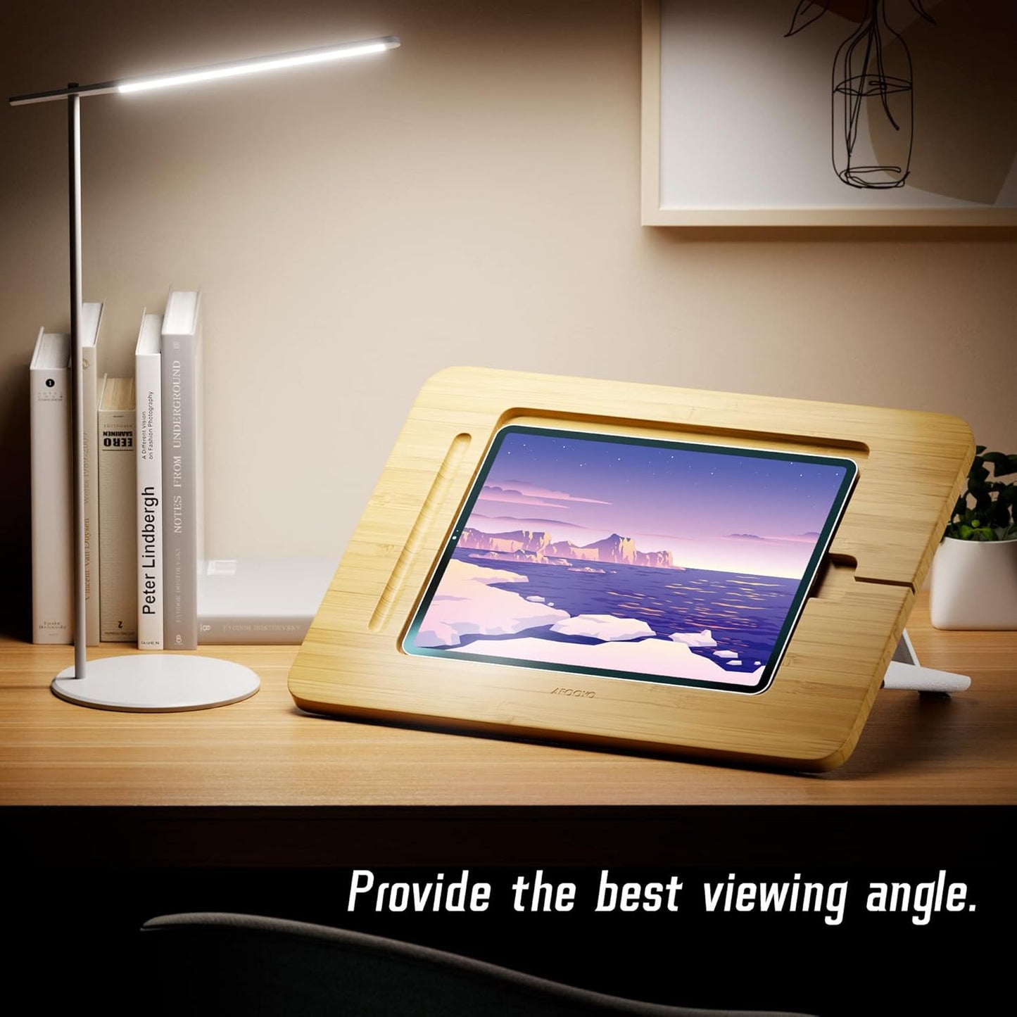 AFOOYO Bamboo Tablet Drawing Stand - Portable & Adjustable 5 Angles,Laptop Stands Riser, Book Reading Stand,Compatible with 9.7/10.2/10.5/10.9/11 inches