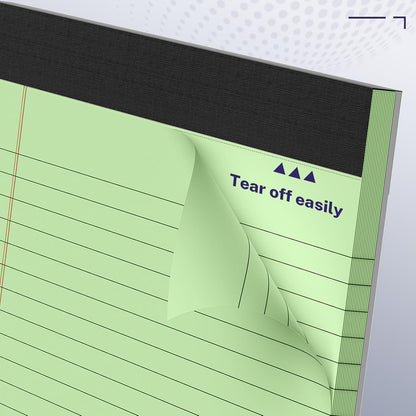 5 Pack Wide Legal Pads 11" x 9.5" Landscape Pink Purple Blue Green Yellow College Ruled Note Pad Narrow Ruled 30 Sheets per Notepad Perforated Writing Paper Thick Backboard Horizontal Pads of Paper