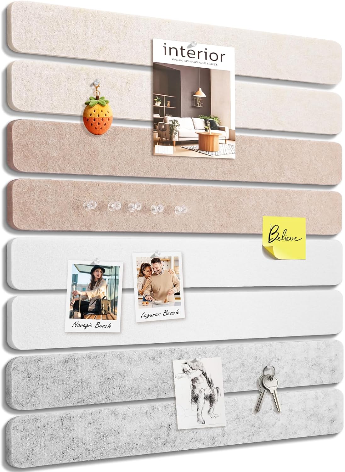 Small Cork Bulletin Board Tiles, Felt Wall Decor and Office Desk Accessories for Vision, Message Center, Picture and Prayer Board, Dorm, Room, Home Office Essentials and Organization(Linen Dusk)