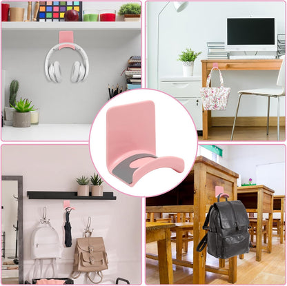 1Pcs Pink ABS Plastic Headphone Stand Hanger, Hanging Headset Holder Hook Under Desk, Adhesive Earphones Hangers for Desk Headphone Hanger, Most Headphones and Controller