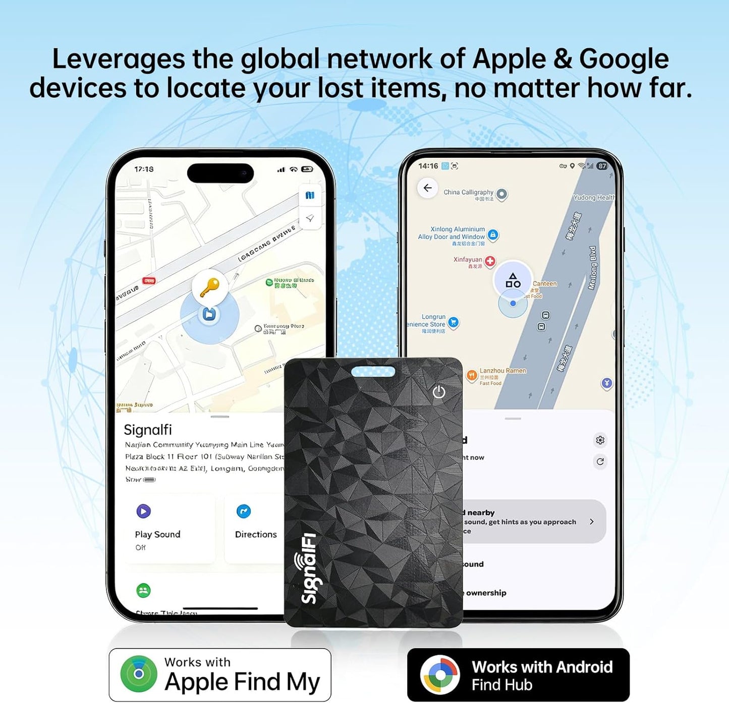 Wallet Tracker Card for iOS & Android 0.07in IP68 Waterproof Long Battery Life, Works with Apple Find My & Google Find Hub, Wireless Charging, Perfect for Wallets, Passports, Bags & Pets