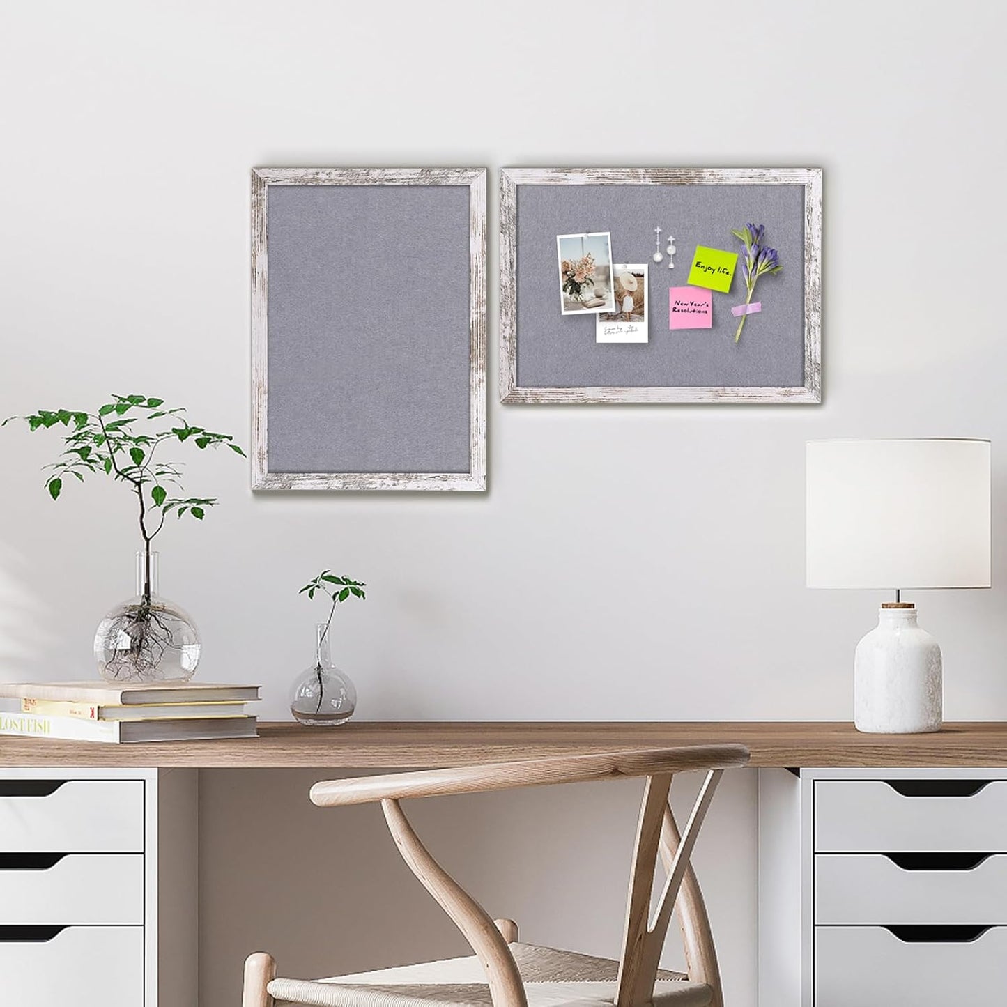 Cork Board Bulletin Board, 11.8x8.6 inches Mini Decorative Hanging Framed Cork Boards for Walls, Pin Board Vision Board for School Home Office, Bulletin Board with Wooden Frame(2230,WH,1p)