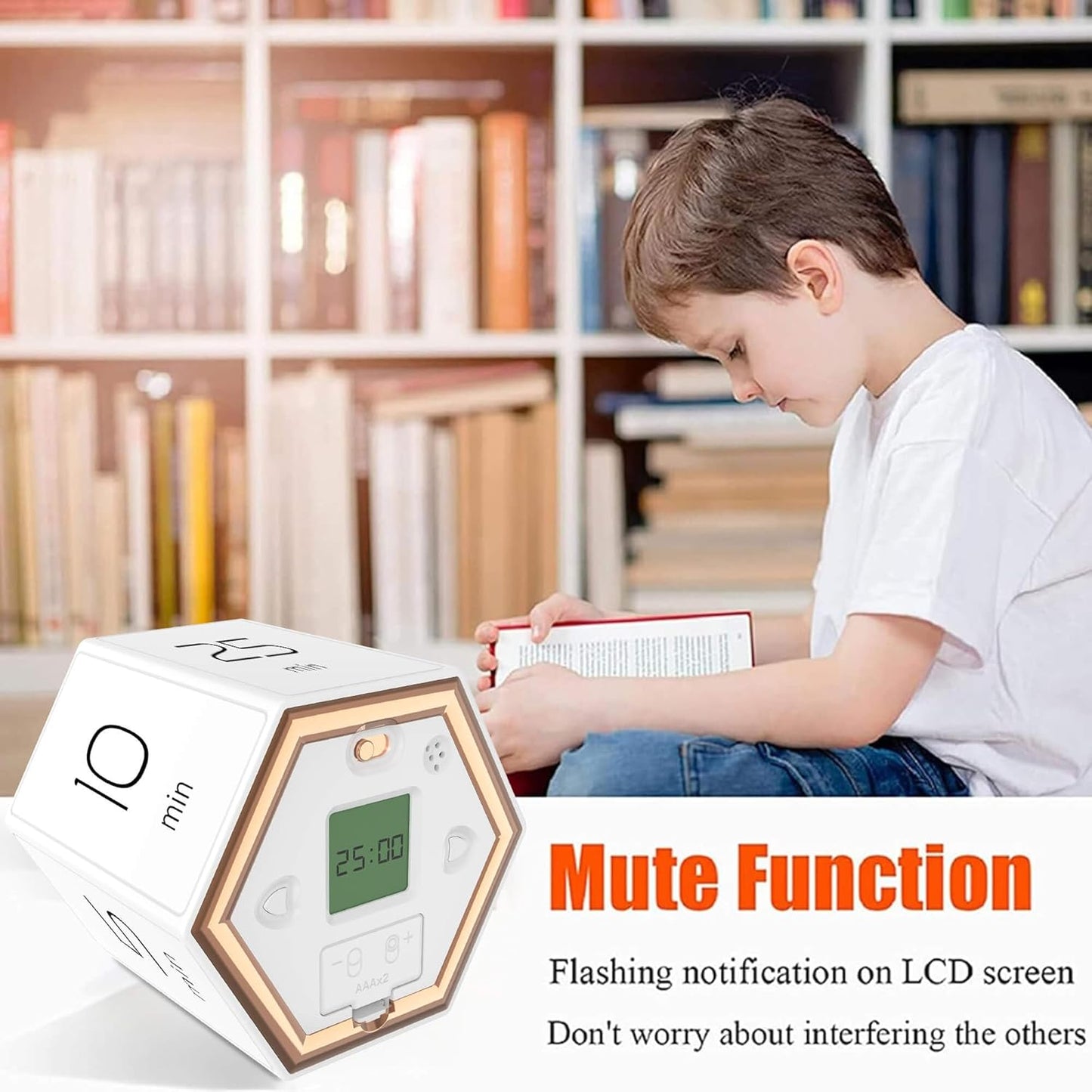 Hexagon Flip Timer, Kitchen Timer for Cooking, Various Time Presets, LCD Digital Display, Magnetic Suction, Mute Alarm Modes, Practical Gift Ideal for Study, Office, Gym, Kitchen, etc. (Black)