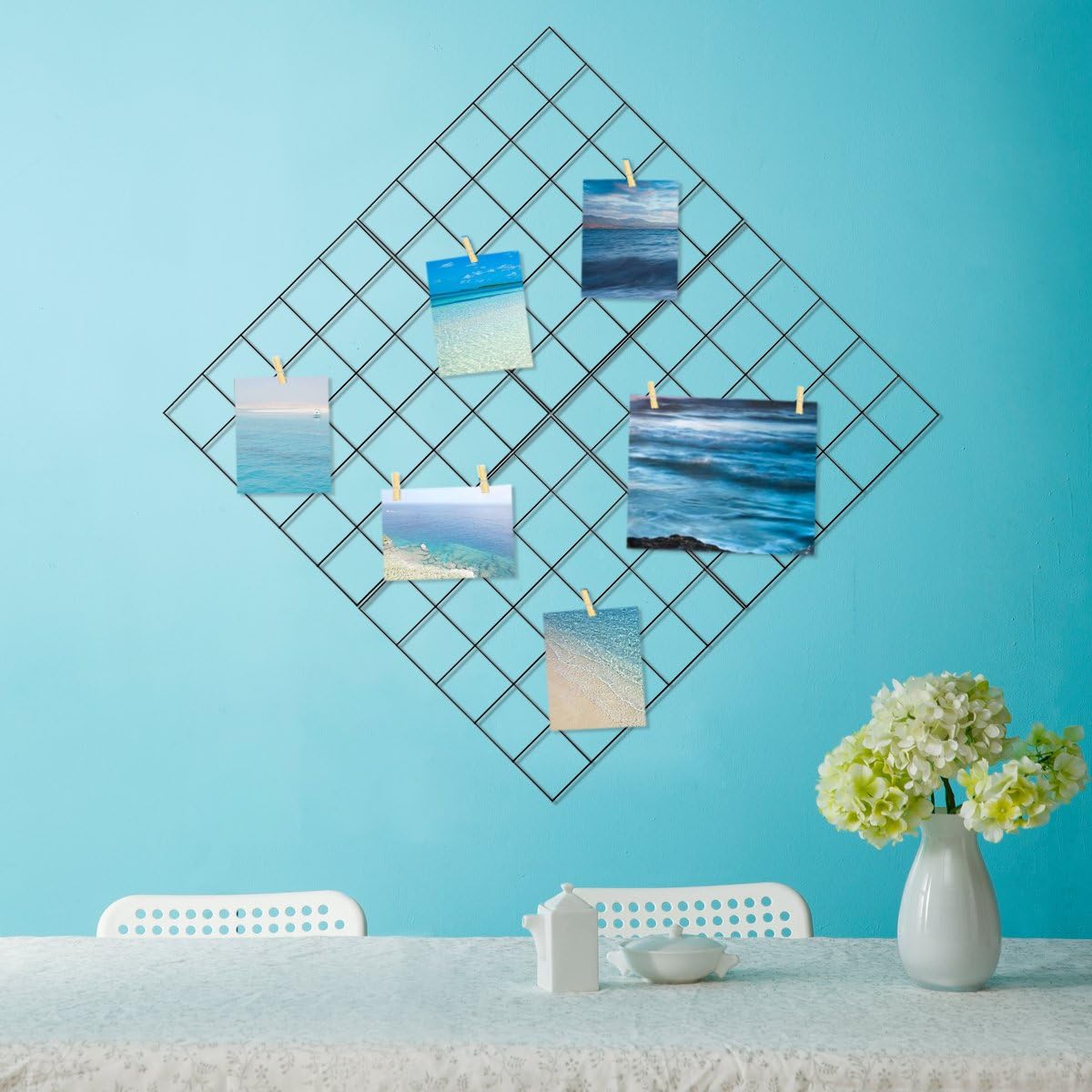 Wire Wall Grid Panel,4 Pcs Photo Pictures Memo Board Art Ins Frame Hanger Display,Office Home Living Room Kitchen Desk Storage Organizer Party Decorations