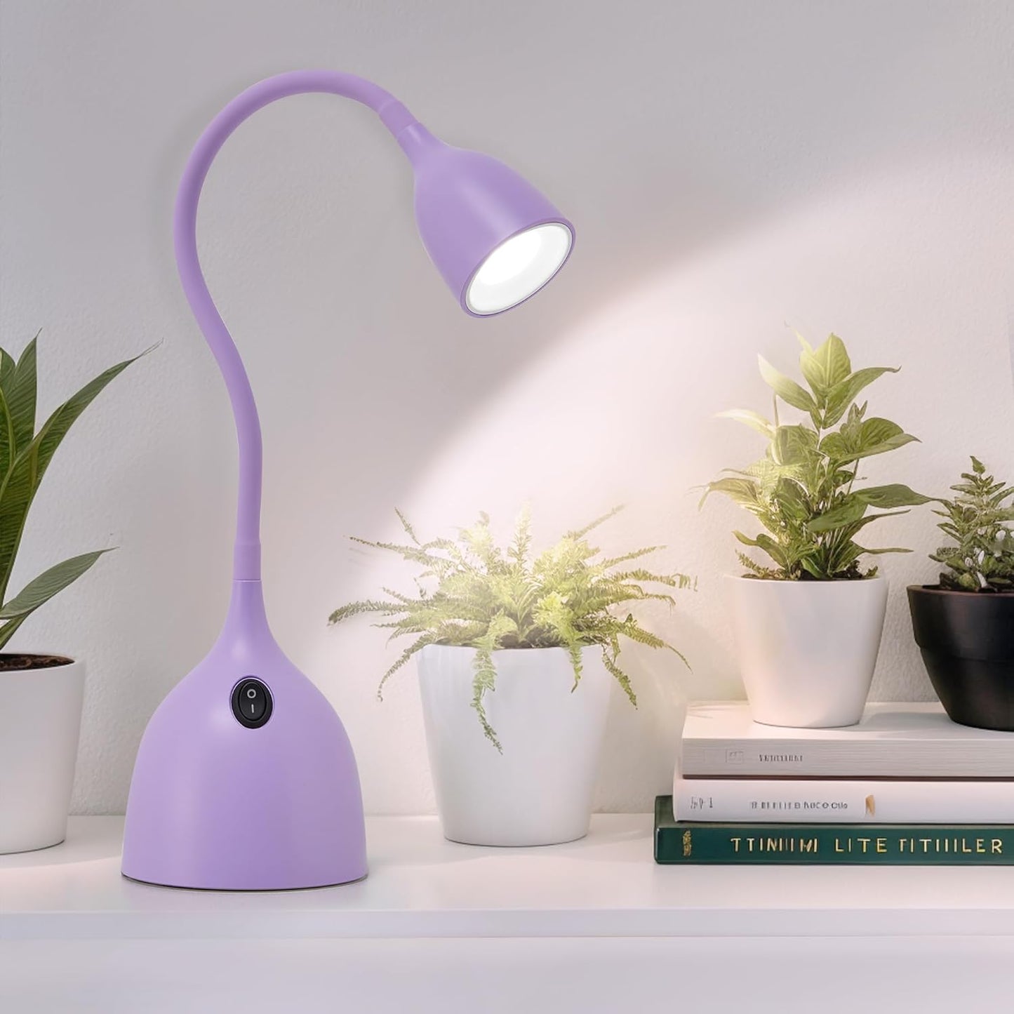 EJIAXIN Desk Lamp for Home Office - Clip on Reading Light and Bed Headboard Clamp Lamp, Bedside Gooseneck Table Lamp, Clip on Desk Lamps, Eye-Caring Desk Lamp for College Dorm Room Study Lamp, White