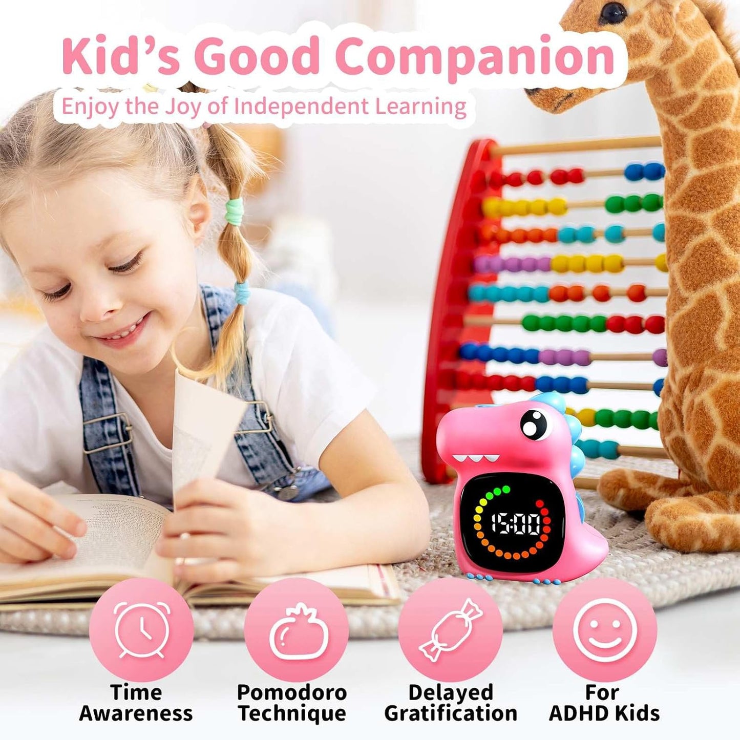 Visual Timer for Kids Light Blue Dinasuor Kids Timer Visual Led Rechargeable Toddler Timer Visual Countdown for Classroom Home Studing Playing
