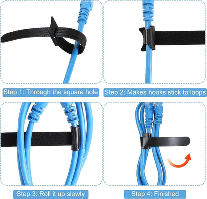 MVYC 120PCS 6 Inch Reusable Cable Ties Wire Ties Cord Organizer Cable Organizer Adjustable Management Black