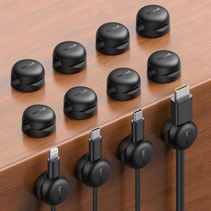 Lamicall Cable Clips, Spring Cord Organizer Holder - 6Pack Compact Desk Cable Management Clips, Nightstand Phone Charging Cord Holder, 8mm Slot Adhesive Wire Organizer, Desk Office Accessory
