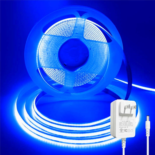 32.8FT/10M Blue COB LED Strip Light, 3200LEDS LED Tape Lights, High Bright CRI93+ Flexible Dimmable Light Strip for Bedroom TV Backlight Monitor Gaming Room Bar Decor(with Plug)