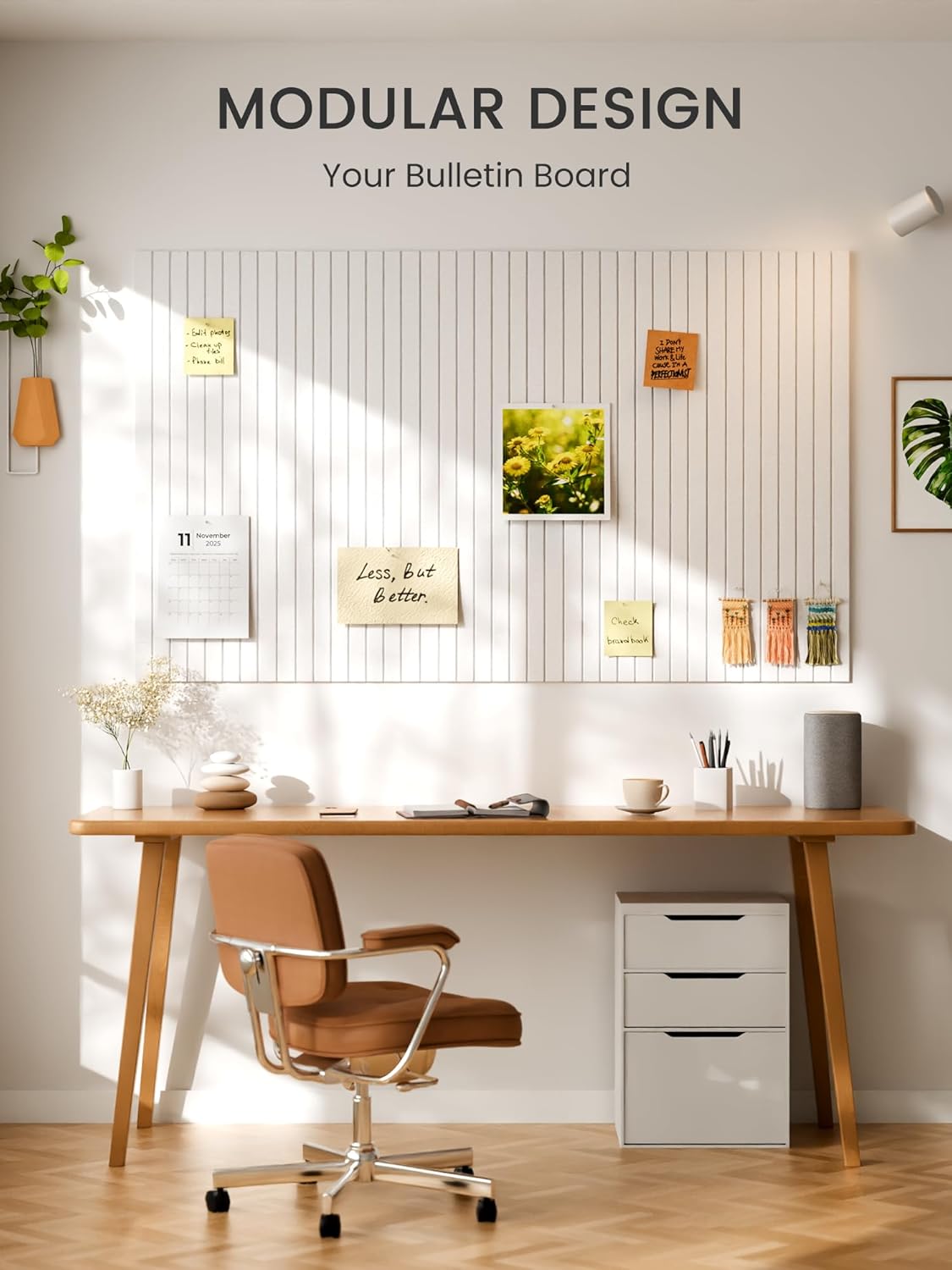 Bumusty Large Cork Board Alternative-48 x 36" Felt Bulletin Board Tiles, with 30 Pushpins, 70 Adhesive Tabs, Fine-Stripe 12-Pack, Cork Boards for Office Push Pin Board Felt Board-Oatmeal