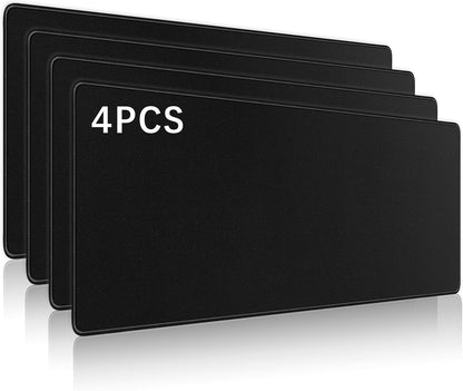 4 Pcs Large Gaming Mouse Pad Black 31.5x11.8 in,Extended Desk Keyboard Pad with Micro Weave Cloth, Edges Stitched Gaming Mouse Pad Pack for Office and Home Use