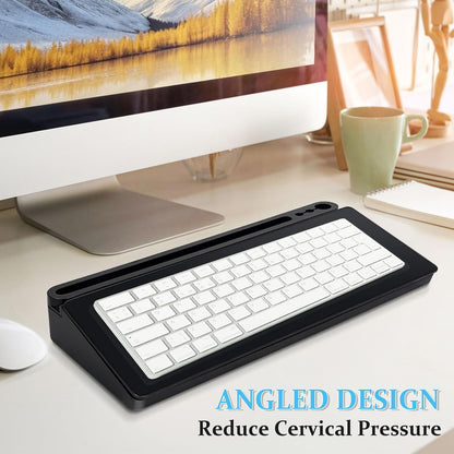 DOLLAR BOSS Glass Desk Whiteboard Calendar Small Dry Erase Board Desktop White Board with Storage Drawer Computer Keyboard Stand Desk Organizer, Colorful Weekly Calendar, Black
