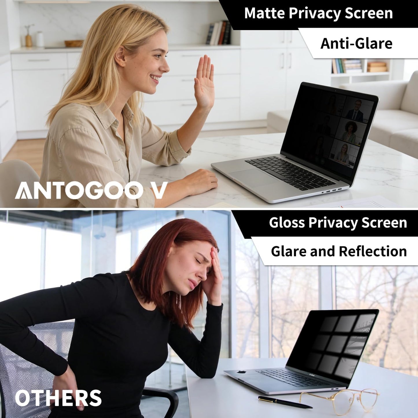 2 Pack Laptop Privacy Screen 15.6 Inch (1920x1080) Display, Anti Blue Light Glare Anti Scratch Computer Privacy Shield for 15.6" 16:9 Hp Lenovo Dell Acer Asus Samsung Portable Monitor