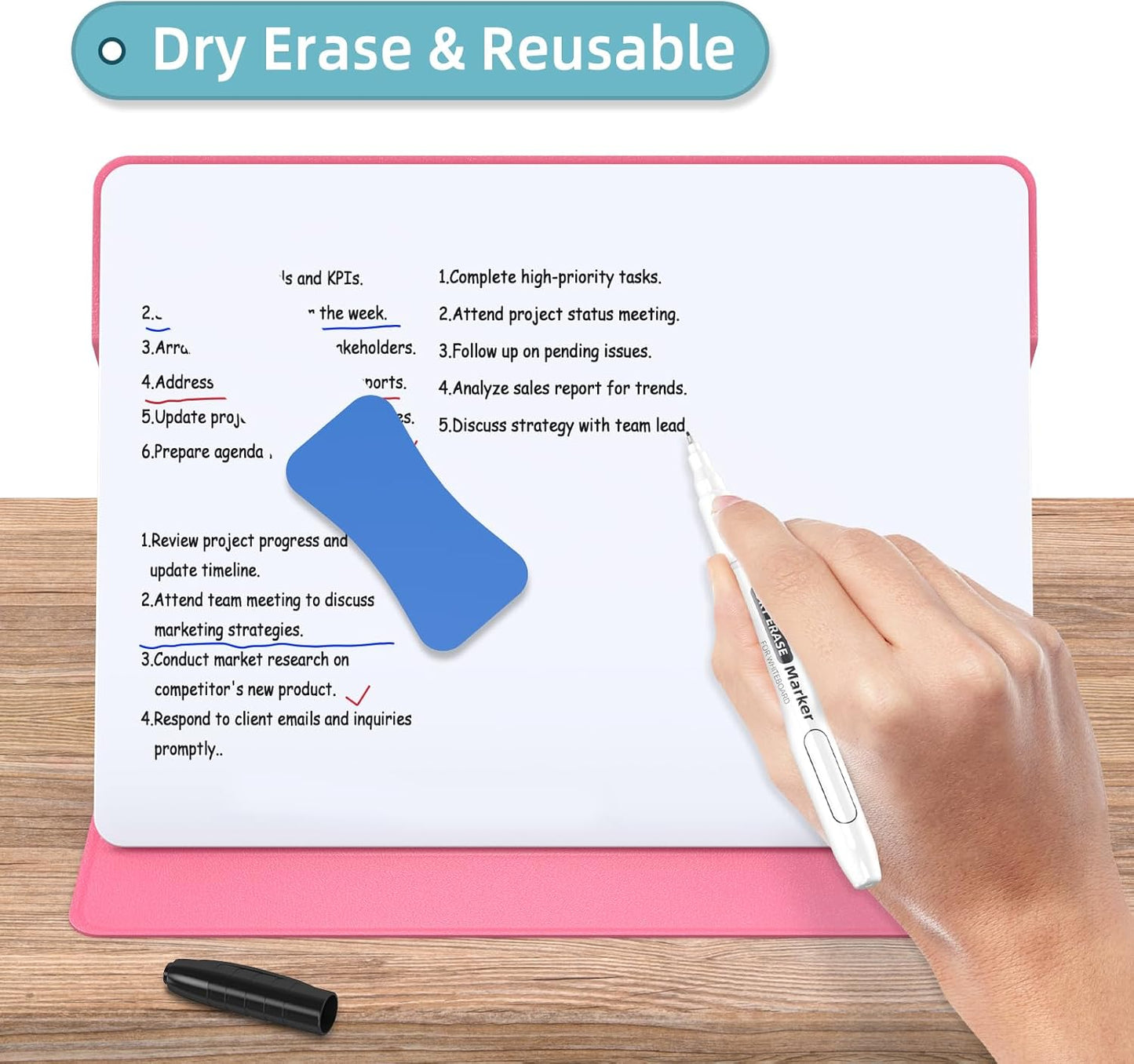 Magnetic Weekly Dry Erase Board,Portable Weekly Planner Whiteboard,Desktop Weekly Calendar White Board,to do List White Board 9.5"x7" Schedule Board Message Board for Office Home School (Black)