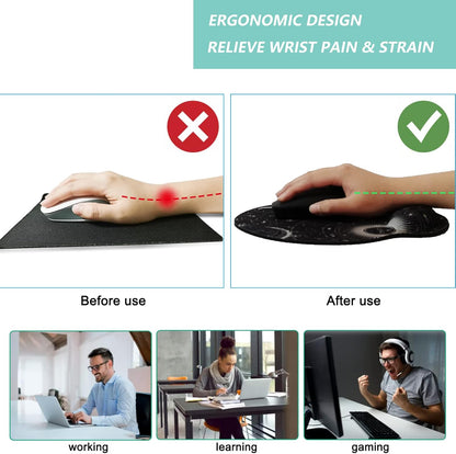 Mouse Pad with Wrist Support, Ergonomic Mouse Pad with Memory Foam Wrist Rest Cushion, Non-Slip Rubber Base Gaming Mice Pad for Home Office Computer Laptop, Flowers Grass
