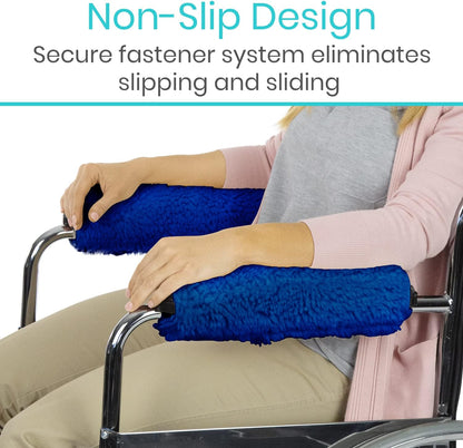 Vive Wheelchair Armrest Pads (2 PCS) - Memory Foam Sheepskin Cushion Accessories for Transport Electric Wheel Chair Arm Rests - for Adults, Seniors, Handicapped - Soft Support for Office Chair