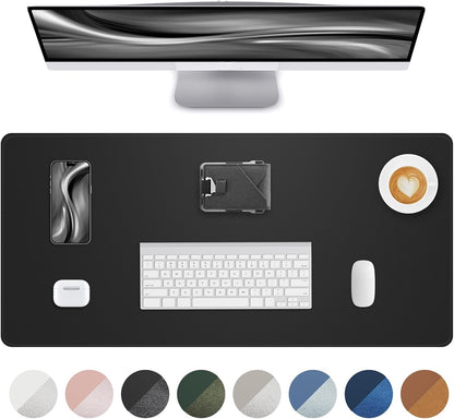 AFIING Desk Pad Protector 23.6" x 13.7" - Non-Slip Waterproof PU Leather Desk Mat for Mouse, Keyboard, Laptop, Office and Home Workspace (Beige)