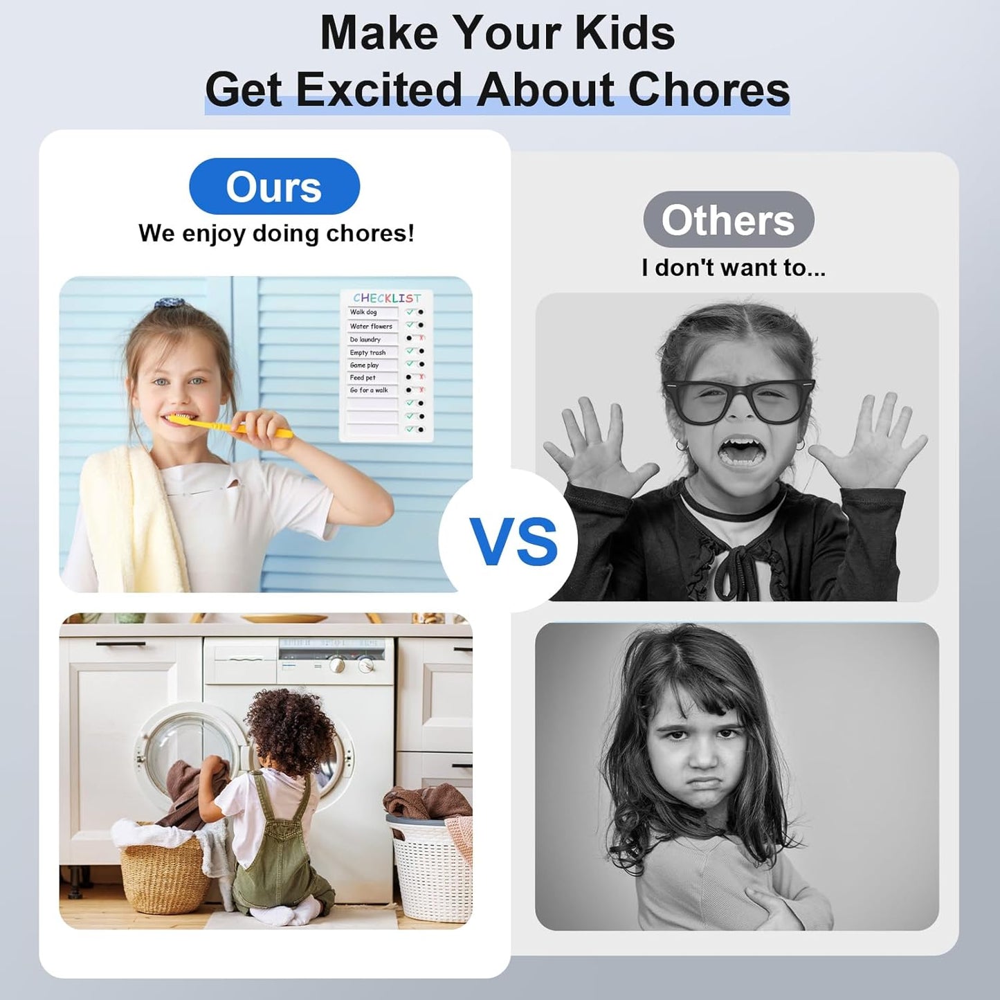 Chore Chart for Multiple Kids, ADHD Tools Checklist Board Routine Schedule (to Do List)