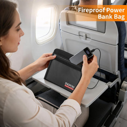ENGPOW Fireproof Organizer Travel Bag,Heat Insulated＆Explosion-Proof Electronic Carry Case,Portable Home Travel Safe Storage for Power Bank,Phone,Cables,USB Drive＆Charging Protection, 10.6''x6.7''