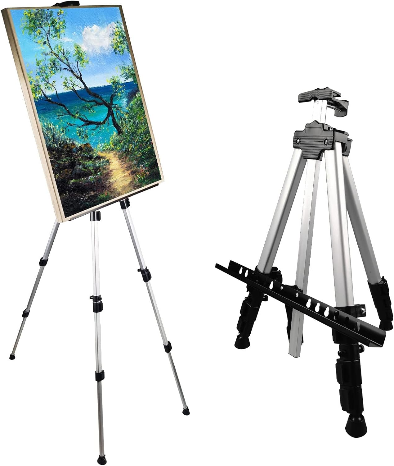 Art Painting Display Artist Easel Stand,Ns Jymb Portable Metal Adjustable Easels for Painting Canvases Height from 17 to 66 Inch - Carry Bag for Table-Top/Floor Displaying and Wedding Signs - Black