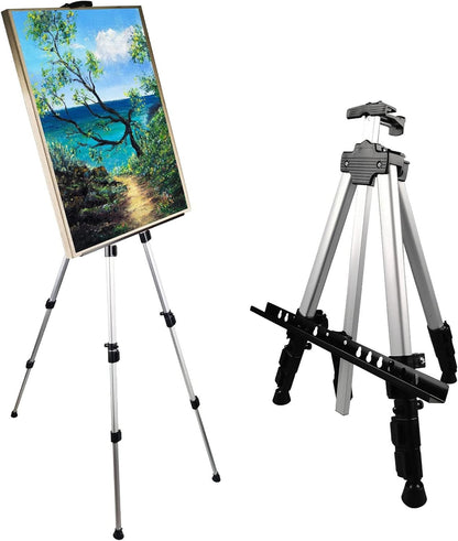 Art Painting Display Artist Easel Stand,Ns Jymb Portable Metal Adjustable Easels for Painting Canvases Height from 17 to 66 Inch - Carry Bag for Table-Top/Floor Displaying and Wedding Signs - Black
