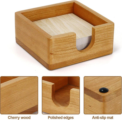 MultiBey Walnut Wood Sticky Notes Holder for Desk, 4x6 Inch Self -Sticky Note Memo Holder, Wooden Sticky Note Dispenser Office Desk Organizer for Dorm Room Office Home School (S)