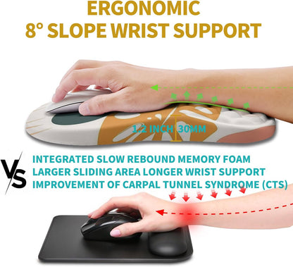 Hokafenle Ergonomic Mouse Pad Wrist Support, Wrist Rest Mousepad for Carpal Tunnel Pain Relief with Integrated Memory Foam Slope Massage Bulge (11.8x7.9 inch,Topographic Contour)