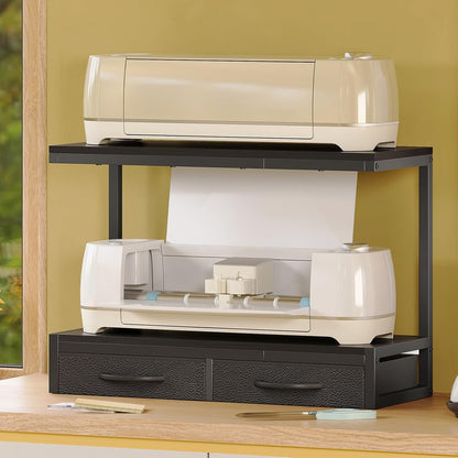 VENNQD Stand Compatible with Cricut Maker and Cricut Explore Air Series Stand Legs for 2 Cricut Machines Fully Open 2 Tier Desktop Craft Accessories Storage Organizer (White)