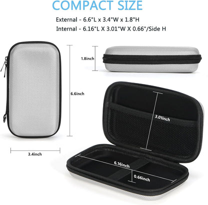 Portable Protection Hard EVA Case for External Battery, Cell Phone, GPS, Hard Drive, USB/Charging Cable, Small Carrying Bag Mesh Inner Pocket, Zipper Enclosure, Universal Travel Pouch Bag