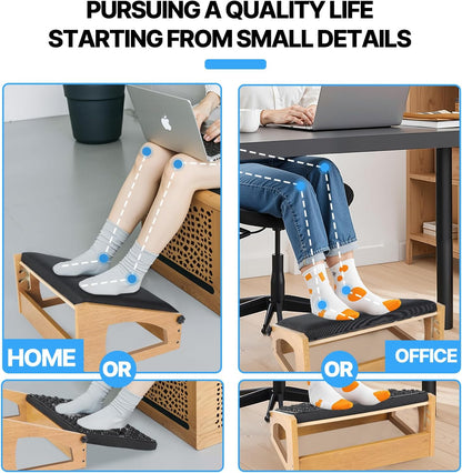 Ergonomic Foot Rest, 4 Adjustable Height Foot Stool,Footrest Under Desk， Soft Cushions,Foot Rest Office,Improving Posture, Promoting Blood Circulation（Natural）
