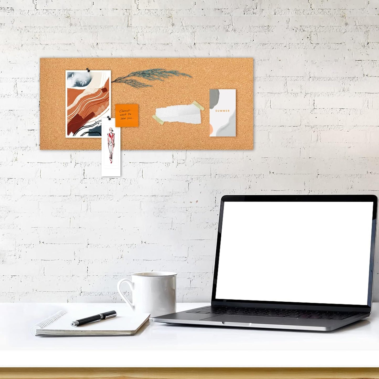17x8 Corkboard Tiles Bulletin Board, 1/2" Thick Self-Adhesive Cork Boards for Walls, Cork Tiles Vision Board for Home, Office, School, Bulletin Board Decorations(12mm,1pc)