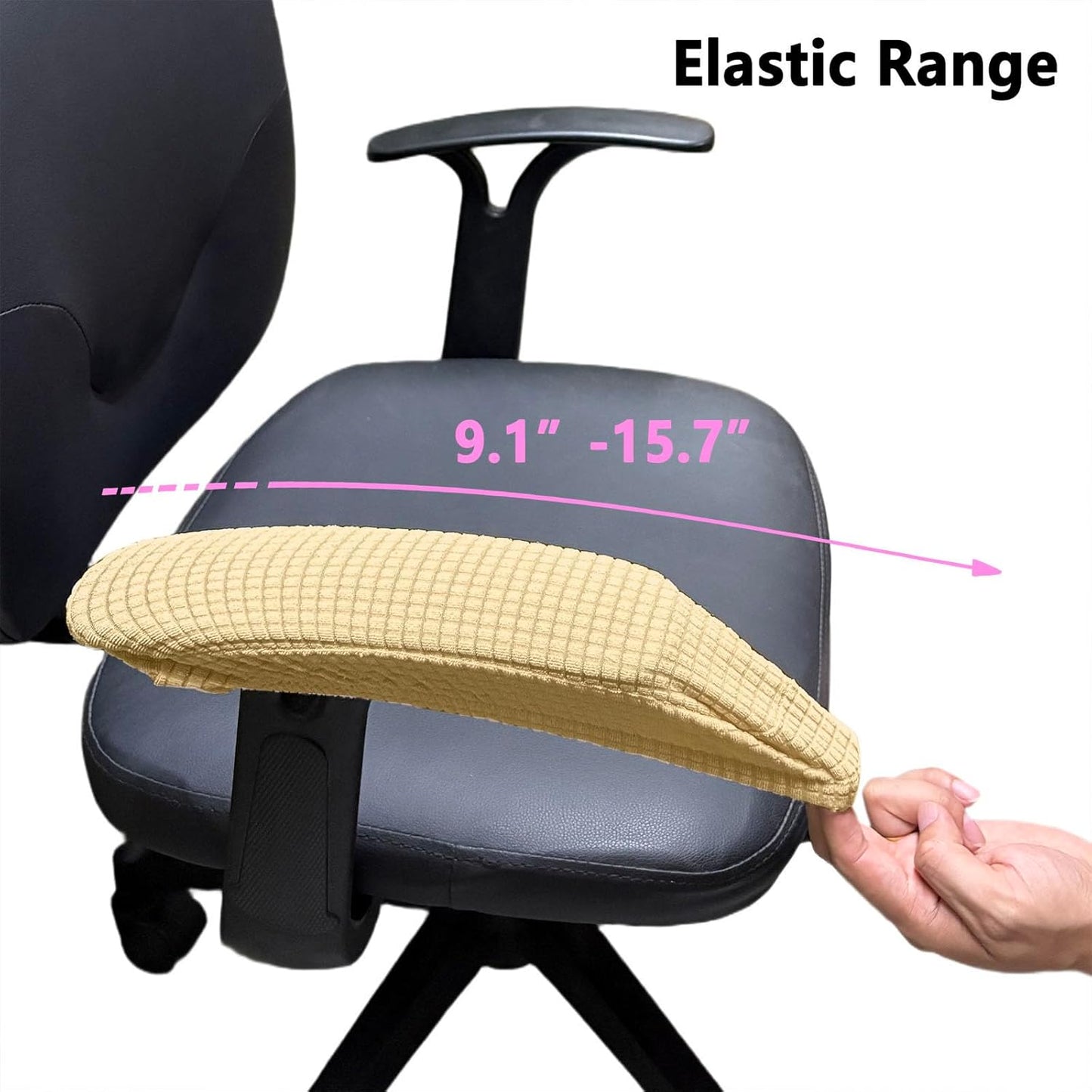 Melaluxe Stretch Office Chair Armrest Covers, Arm Rest Slipcovers (Black)