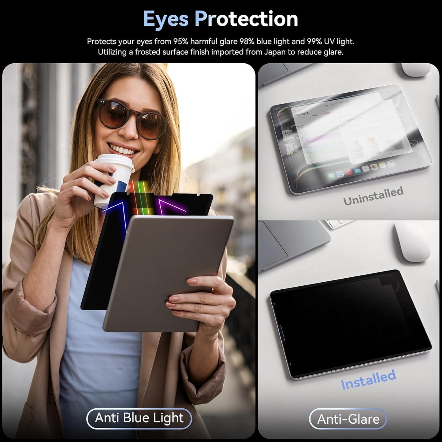 Laptop Privacy Screen 14 Inch Compatible with HP/Dell/Acer/Samsung/Asus/Lenovo/Toshiba,16:10 Aspect Removable Anti Glare Blue Light Filter Protector, 14 in Laptop Privacy Screen Shield