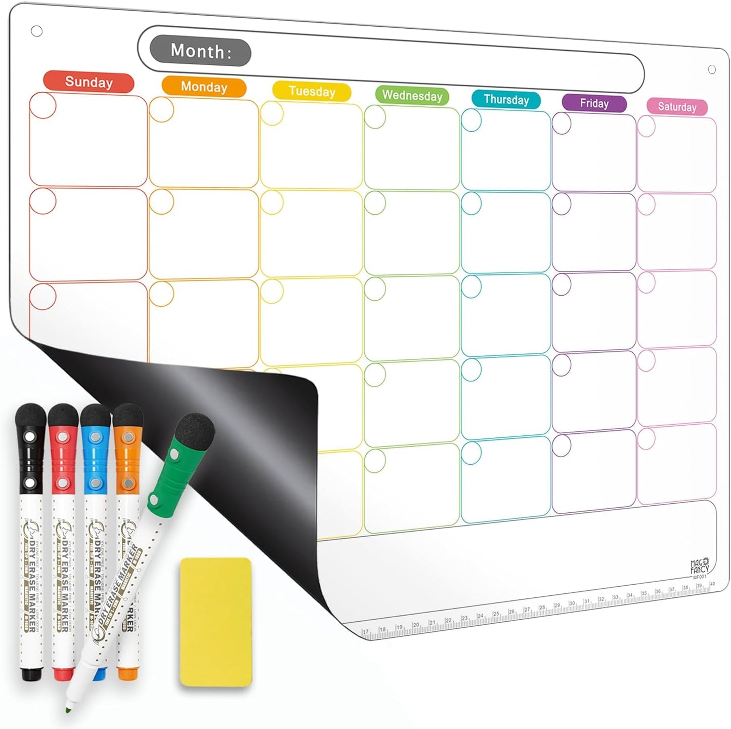 Vertical Magnetic Calendar for Refrigerator Set. Weekly Planner Dry Erase Fridge Calendar Whiteboard Menu Board - Thickened Magnet. Fine Marker & Organizers Reusable for Busy Home & Office