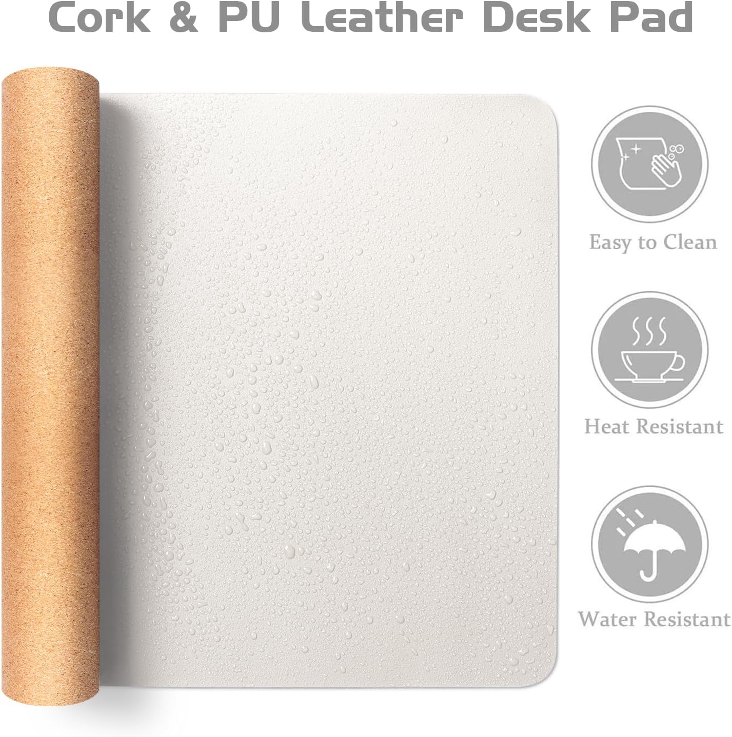 Aothia Dual-Sided Desk Pad - 25.6x13.7 inches Leather Desk Mat, Natural Cork Desk Pad Protector, Large Mouse Pad for Desk, Waterproof Desk Blotter Pad, Desk Writing Pad for Office Work/Home, Black