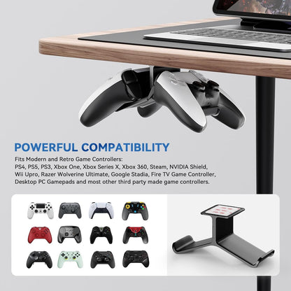 Controller Holder,Headphone Stand Headset and Controller Stand Under Desk Controller Holder with Strong Double Sided Tape Universal Design for Xbox ONE, PS5, PS4, PC