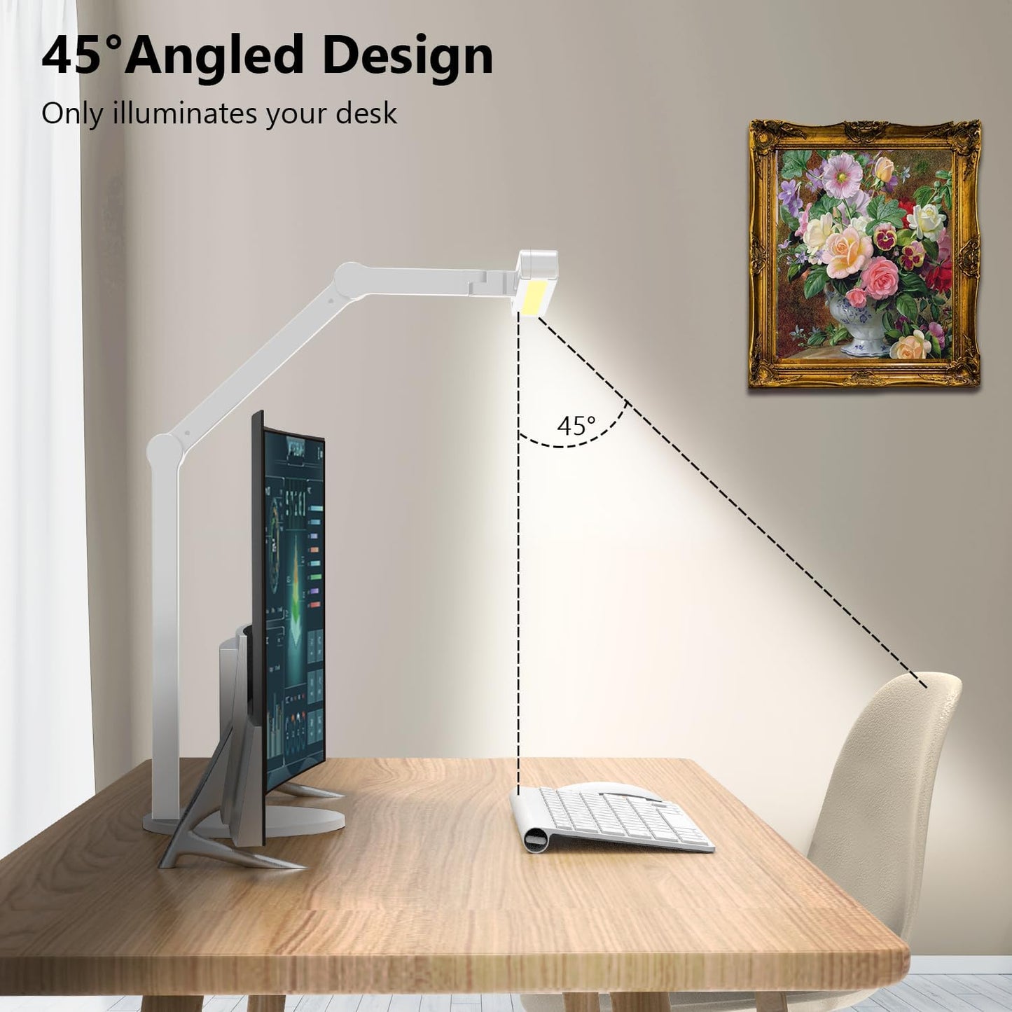 Micomlan Architect Desk Lamp for Home Office, 24W Adjustable Led Desk Light with Remote, 1500LM Bright Dimmable Computer Table Light Rotatable Office Lamp with Base for Cafting Monitor