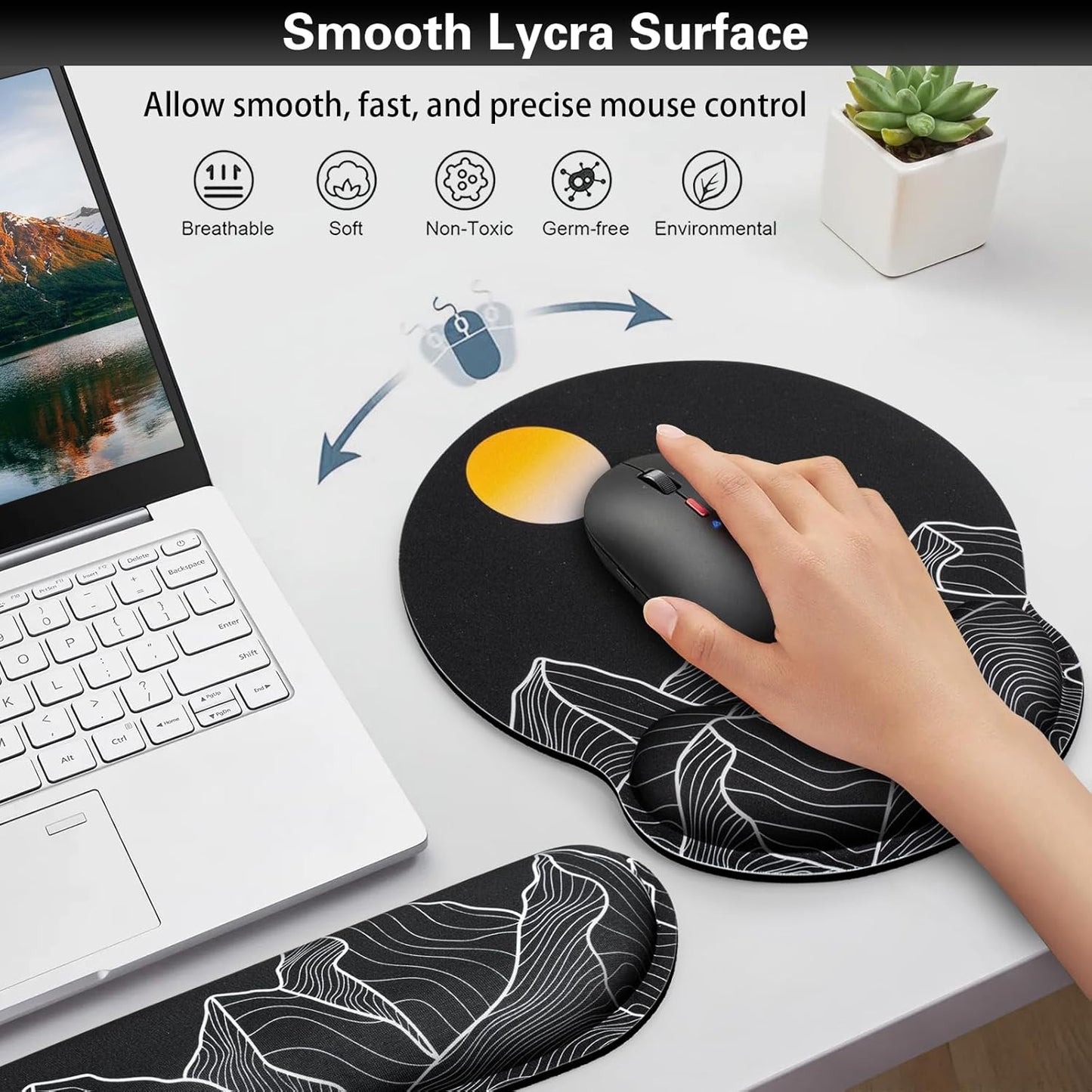 Ergonomic Keyboard Wrist Rest, Mouse Pad with Wrist Rest Anime, Cat Gaming Mousepad with Wrist Support, Memory Foam Wrist Rest Set for Computer Keyboard, Funny Cute Office Desk Accessories