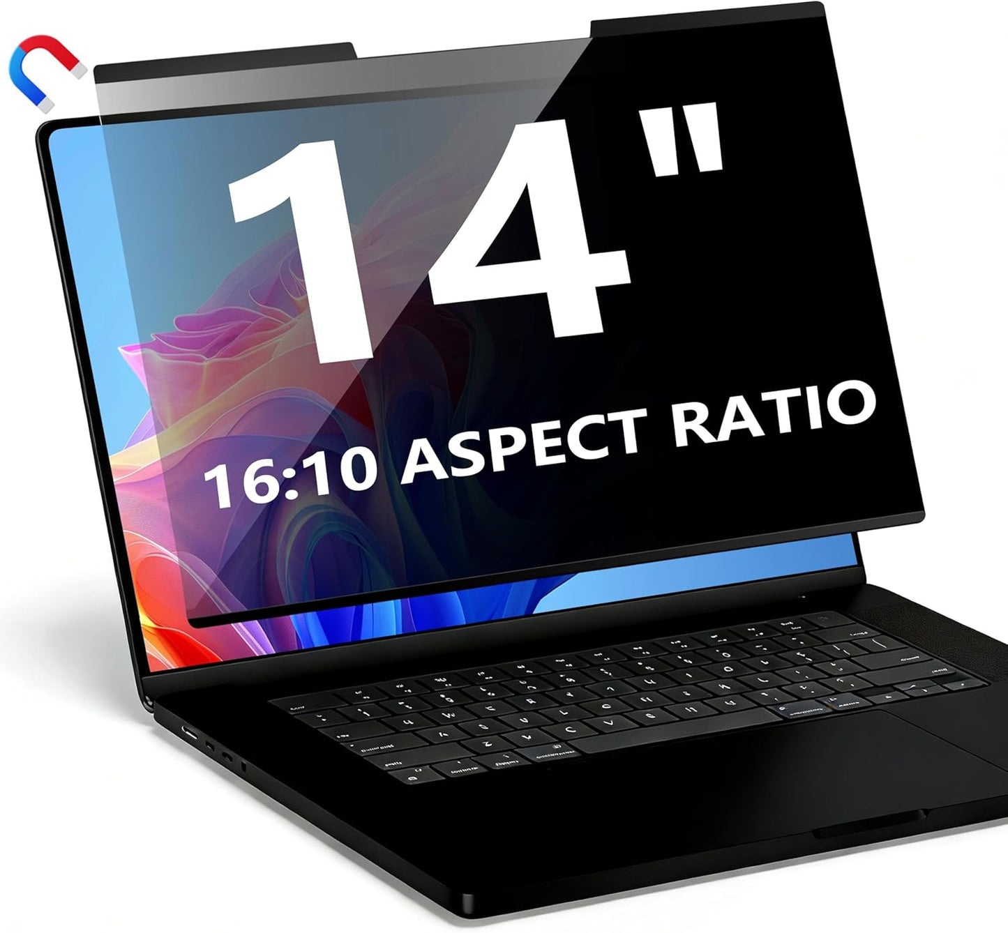 Magnetic Laptop Privacy Screen 15.6 Inch 16:9, Removable Computer Privacy Filter Shield and Anti Glare Blue Light Screen Protector, Compatible with HP Dell Acer Asus Samsung Lenovo ThinkPad