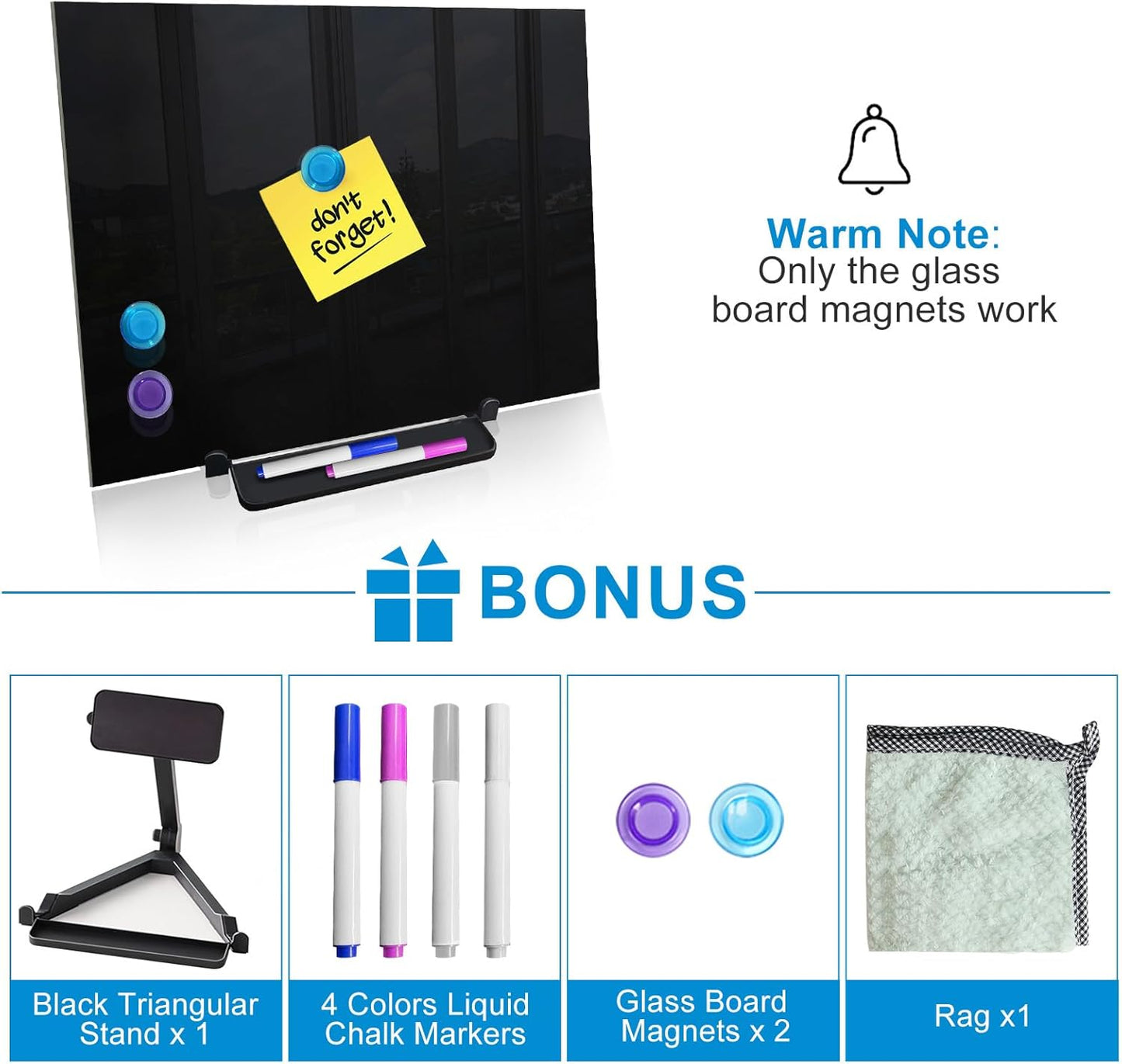 Magnetic Glass Whiteboard Desktop Easel, 16x12 Tabletop Glass Dry Erase Board with Adjustable Stand, ZHIDIAN Portable Tempered Glass Writing Board for Desk Office Home