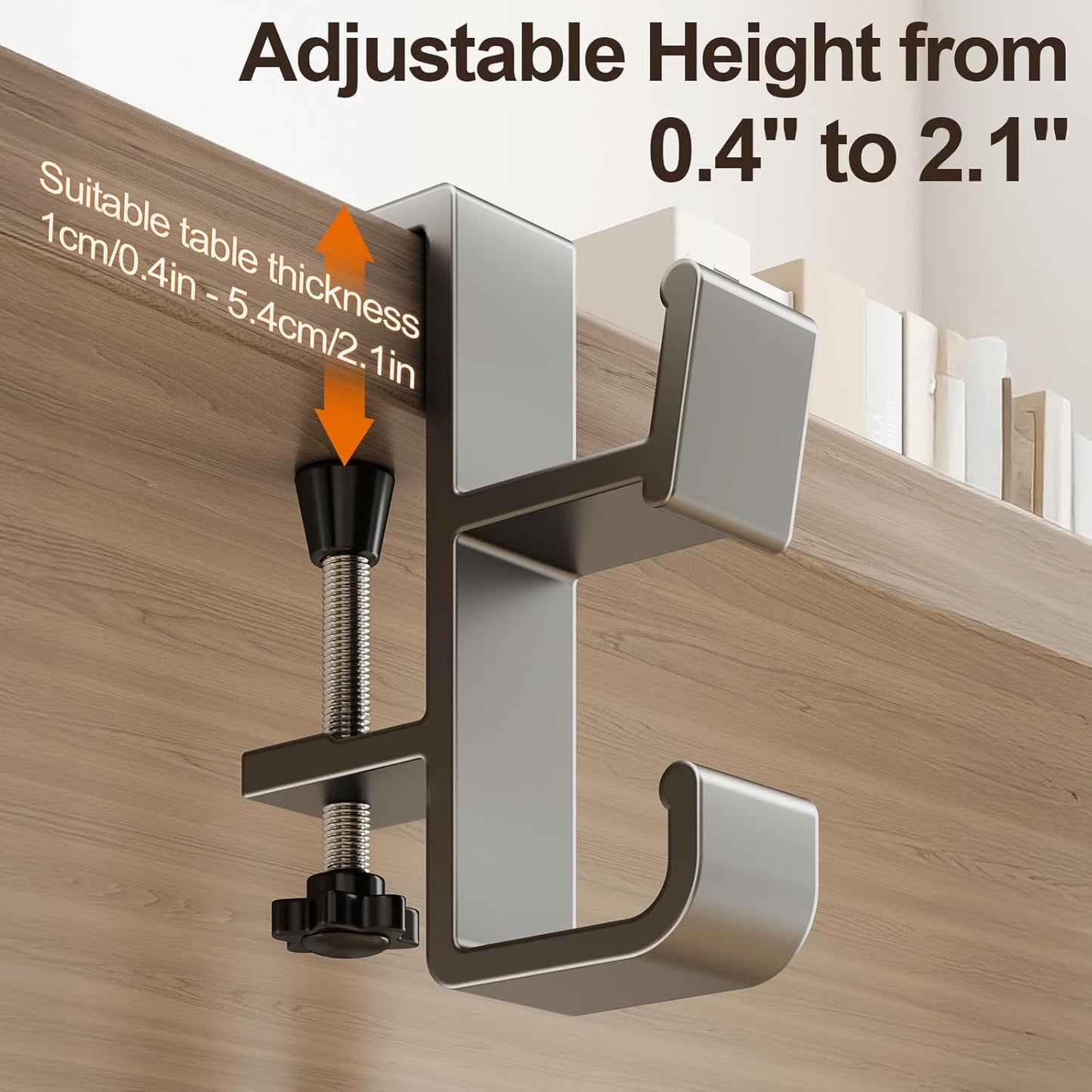 Desk Hook for Bag, Purse Hook for Table, Under Desk Handbag Hanger, Aluminum Backpack Holder, Desk Mount Hook for Umbrellas, Headphone, Cream