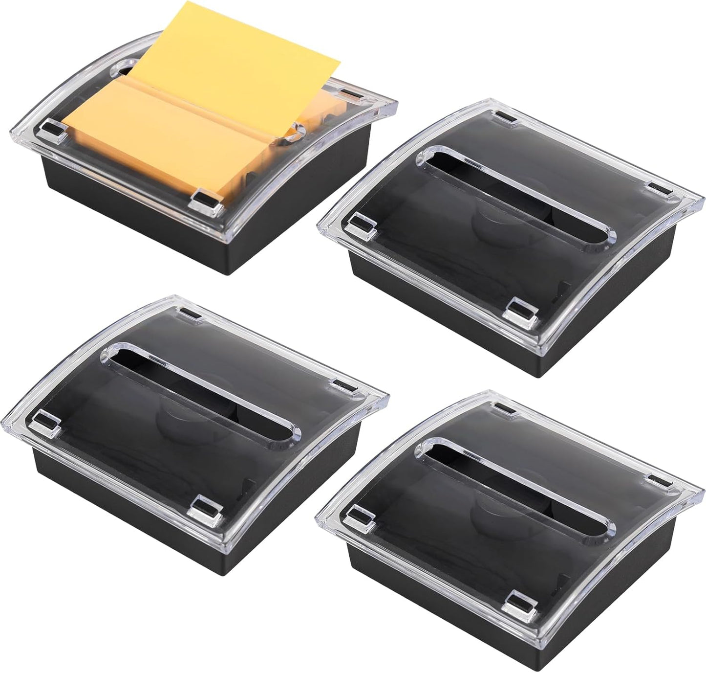 1 Pcs Pop Up Note Dispenser，Sticky Note Holder ，3 x 3 Inch，Clear Top and Black Base Sticky Notes Dispenser for School Office Home Store Classroom Desk Supplies (1)