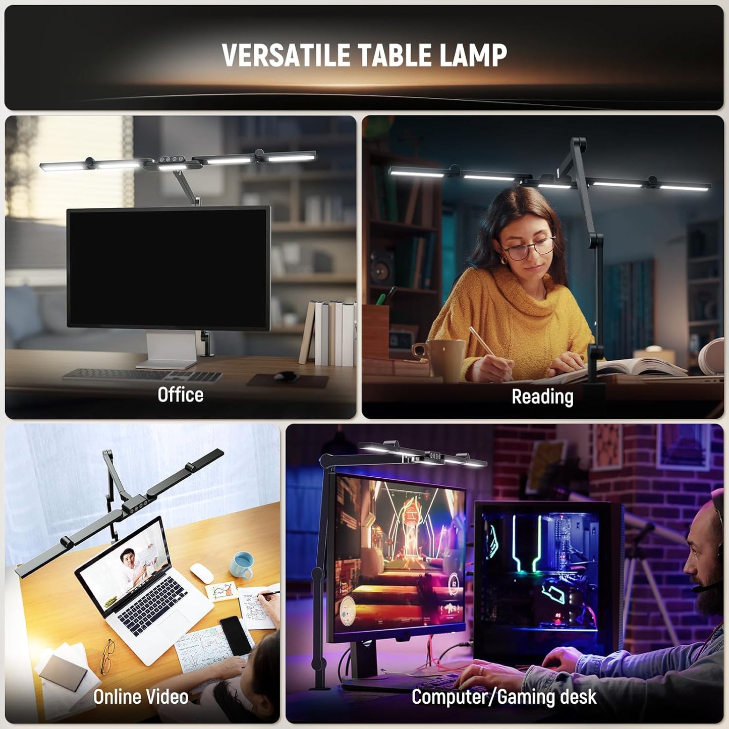 NEEWER Entry Level Version 32" LED Light with Clamp for Desk Home Office Dorm Designer Drafting, 20W Dual Computer Monitor Architect Lamp Bar, Flexible Overhead 2200lux/Remote/5 Modes CRI80+, N21