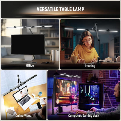 NEEWER Entry Level Version 32" LED Light with Clamp for Desk Home Office Dorm Designer Drafting, 20W Dual Computer Monitor Architect Lamp Bar, Flexible Overhead 2200lux/Remote/5 Modes CRI80+, N21
