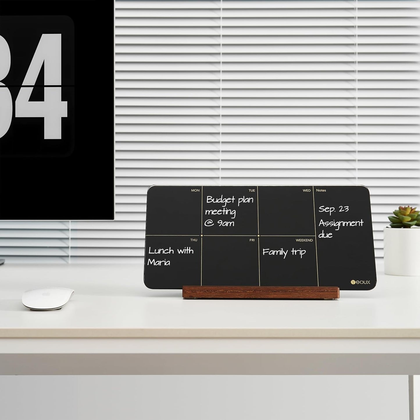 Desktop Glass Weekly Planner Whiteboard with Detachable Wood Stand,Small Portable Dry Erase Calendar to Do List White Board 12x6 for Office, Home, Schools, Marker&Eraser Included, Yeoux