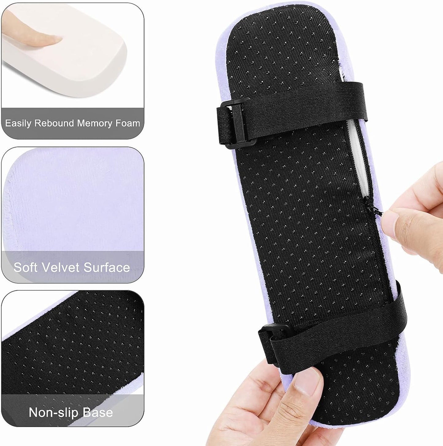 MOSISO Chair Armrest Pads (2 Pack), Memory Foam Home/Office Chair Arm Rest Covers Comfy Computer Gaming Elbow Cushion Removable Washable Elbow Support Forearm Pressure Relief, Black