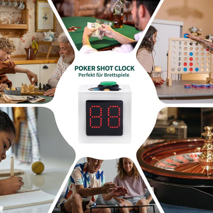 GANXIN Poker Shot Clock, Seconds Countdown Timer for Poker/Casino/Chess Tournament,20/30 Sec and Custom Time,4-Sides Cube Timer (Small,Green)