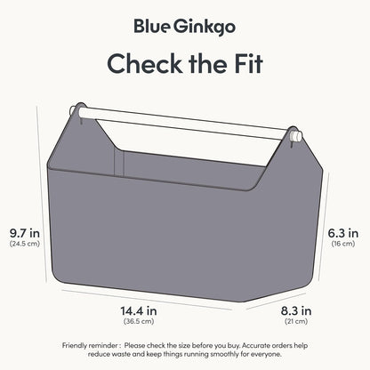 BLUE GINKGO Medium Storage Basket – Plastic Caddy with Wooden Handle for Office, Arts & Crafts, or Home Supplies (Gray)