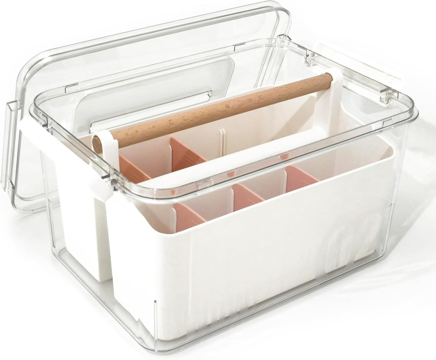 Art Craft Caddy with Lid - Art Supply Storage Organizer, Teacher Tool Box, Clear Craft Box for Kids(11'', Blue, 2in1 Set)